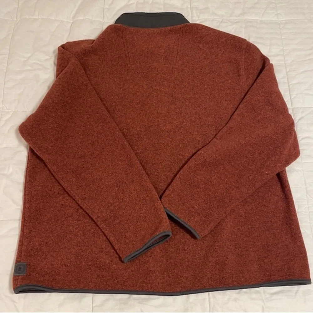 GH Bass And Co Mens XXL Pullover Fleece 3 Button Front Soft Long Sleeve Orange